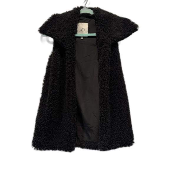 Jack by BB Dakota Vest Open Front Fuzzy Vegan Fur Black Mob Wife Womens size XS - Picture 1 of 5